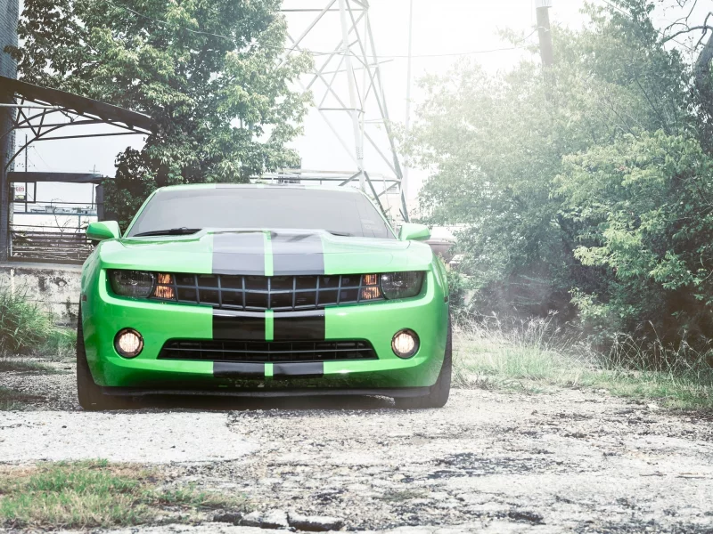зелёный, camaro, Chevrolet, шевроле, камаро, green, передок