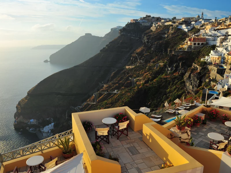 santorini, крыши, море, греция, Город
