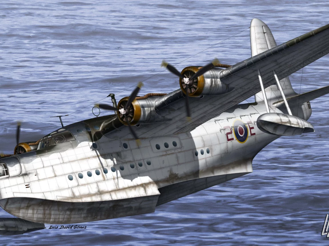 военный, арт, mk ii, short, британский, s-25 sunderland, самолет
