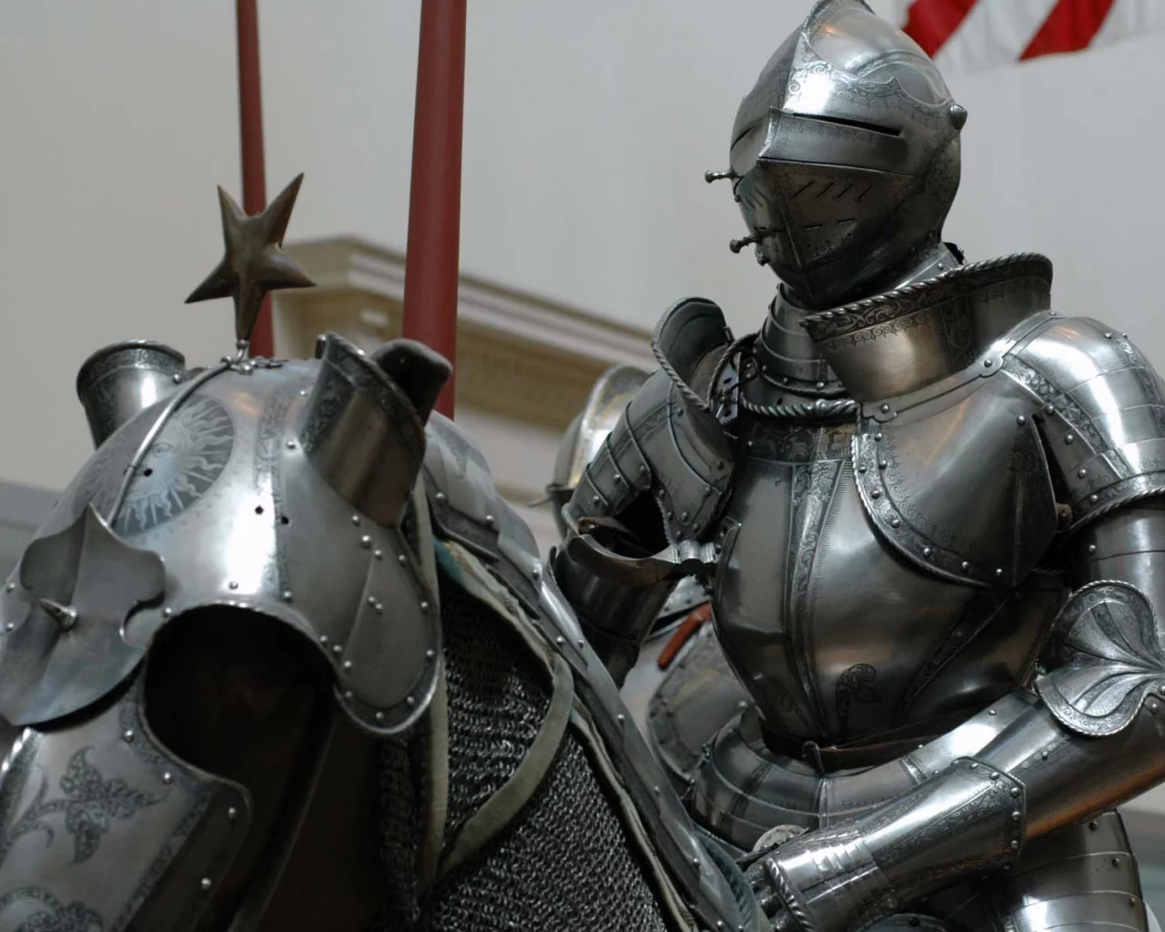 horses, knights, in, metropolitan, four, центре, в, of, armour, art, museum, and
