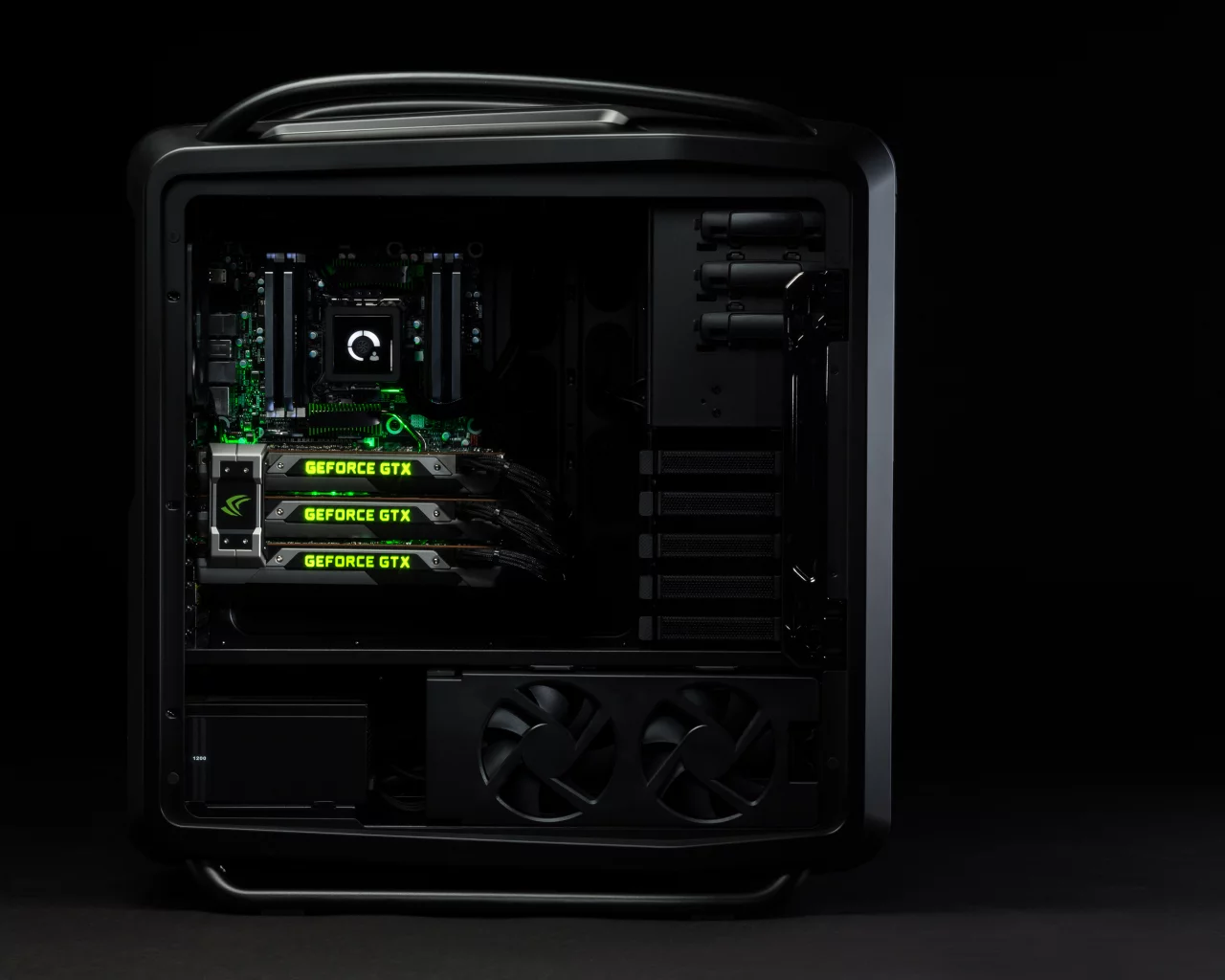 стильный, компьютер, мощный, pc, черный, geforce gtx titan, nvidia