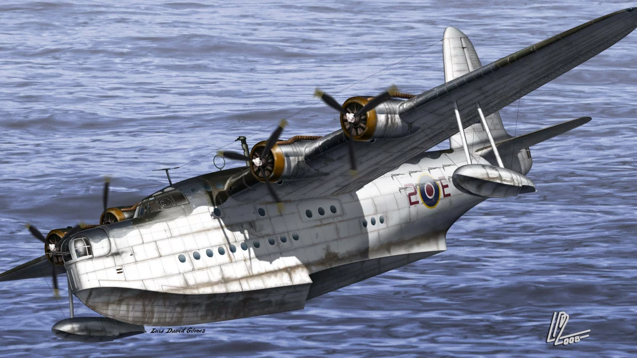 военный, арт, mk ii, short, британский, s-25 sunderland, самолет