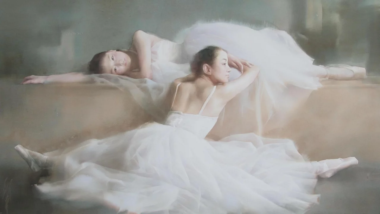 балерины, картина, акварель, азиатки, арт, liu yi, девушки