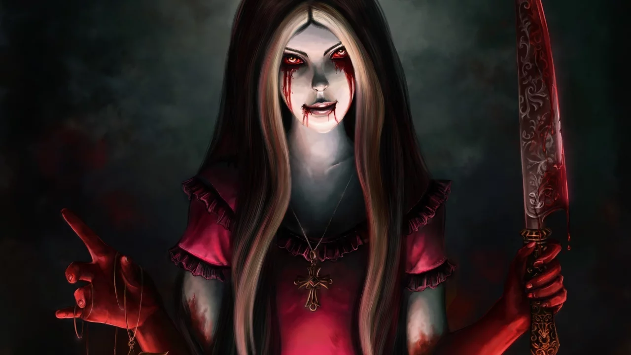 алиса, alice madness returns, нож, кровь
