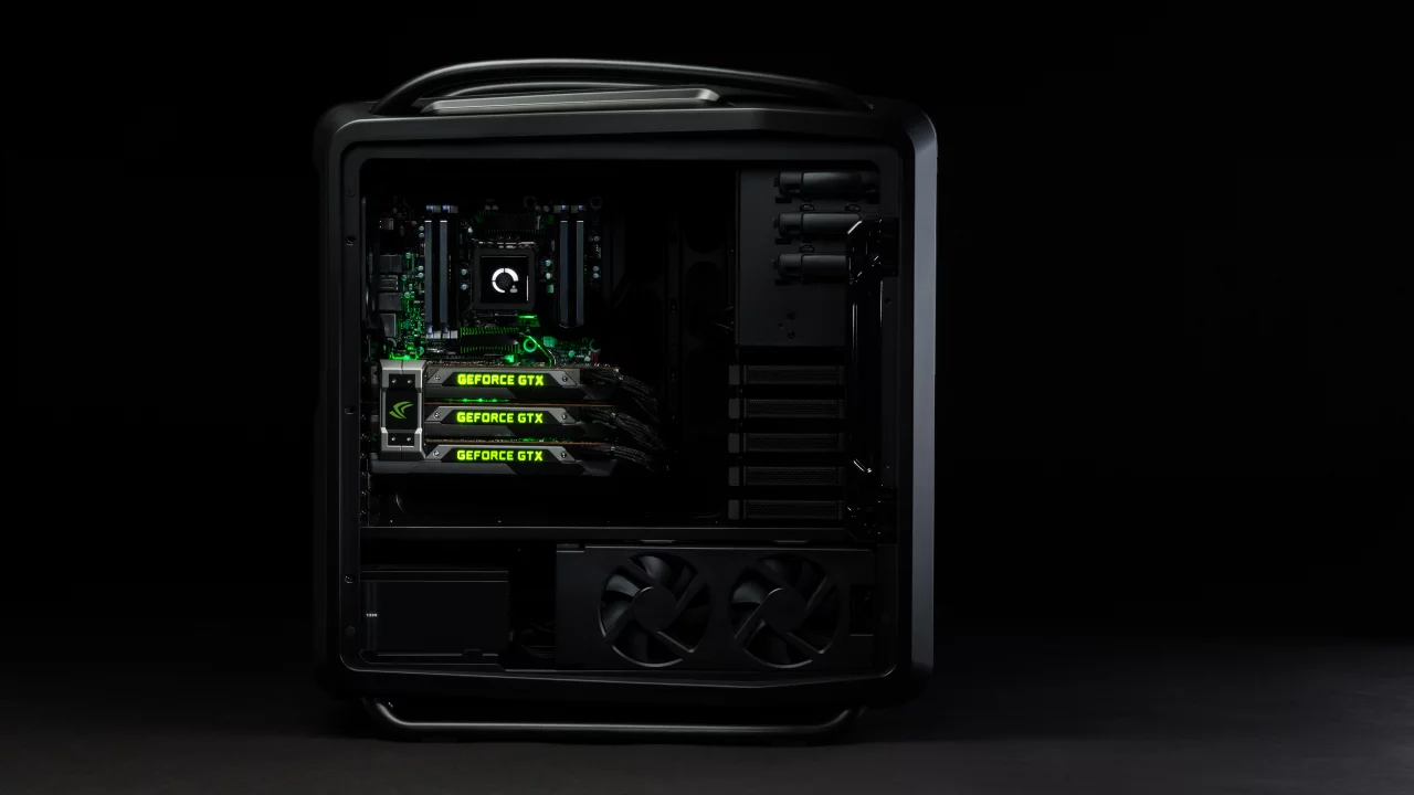 стильный, компьютер, мощный, pc, черный, geforce gtx titan, nvidia