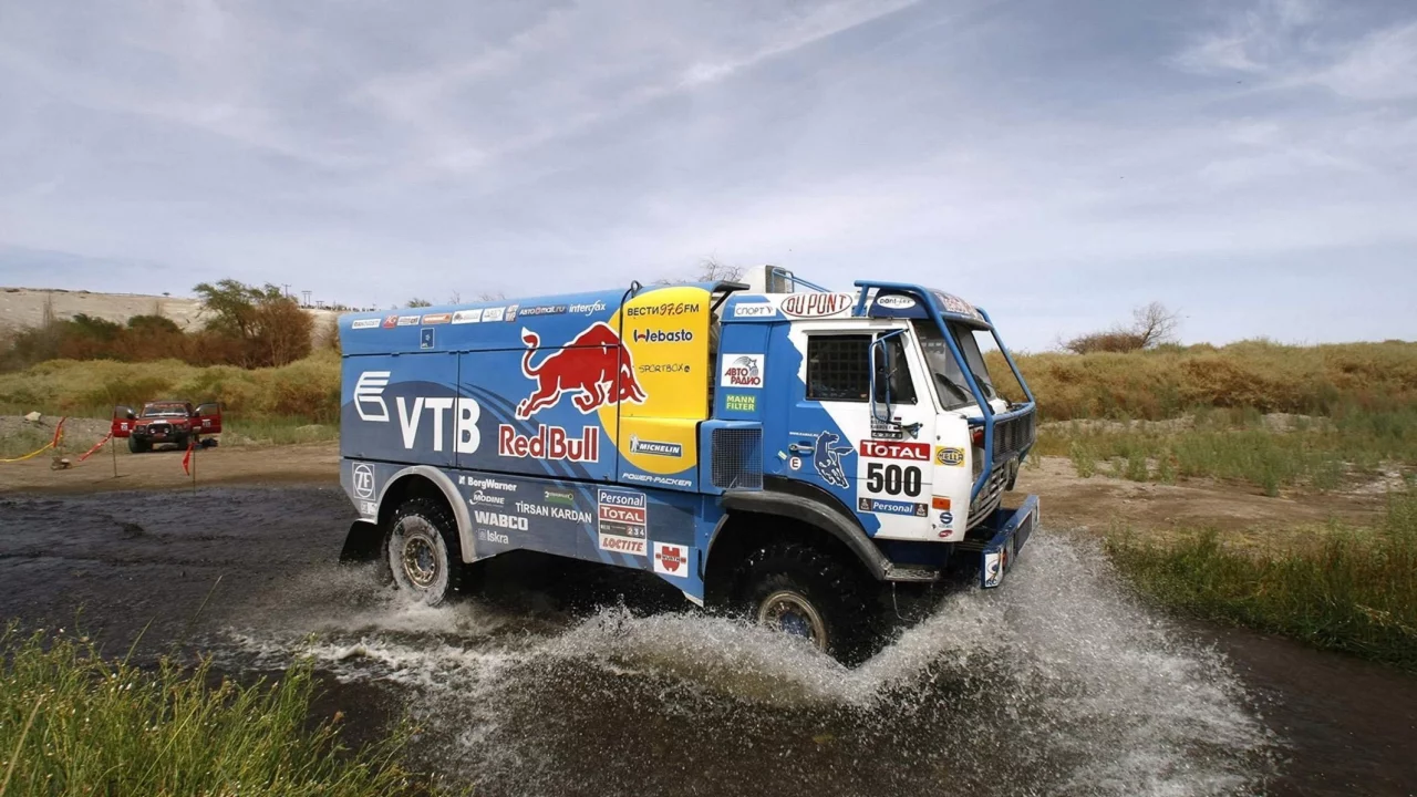 дакар, kamaz, синий, брызги, камаз, rally, red bull, dakar, вода