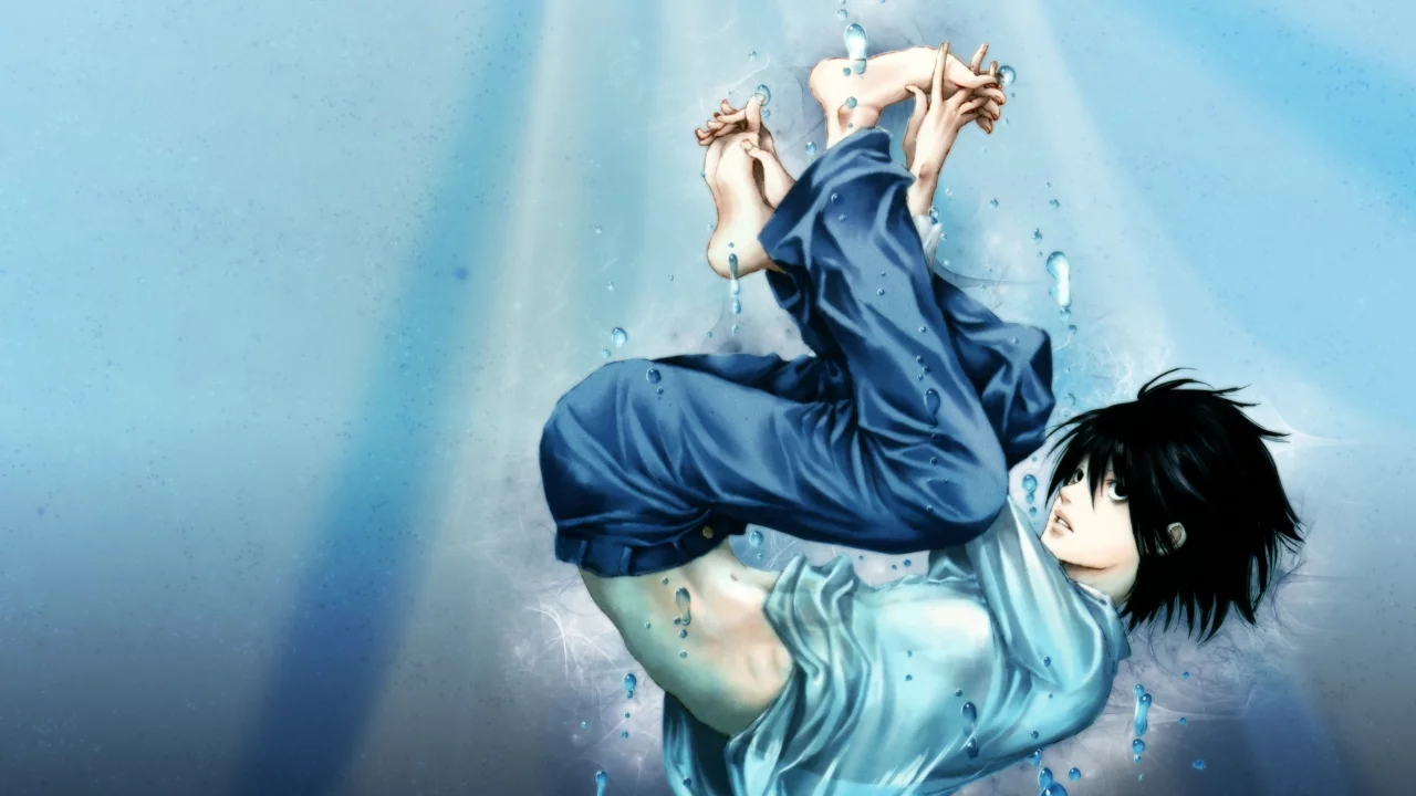 парень, death note, арт, тетрадь смерти, l, green glass, nao tukiji
