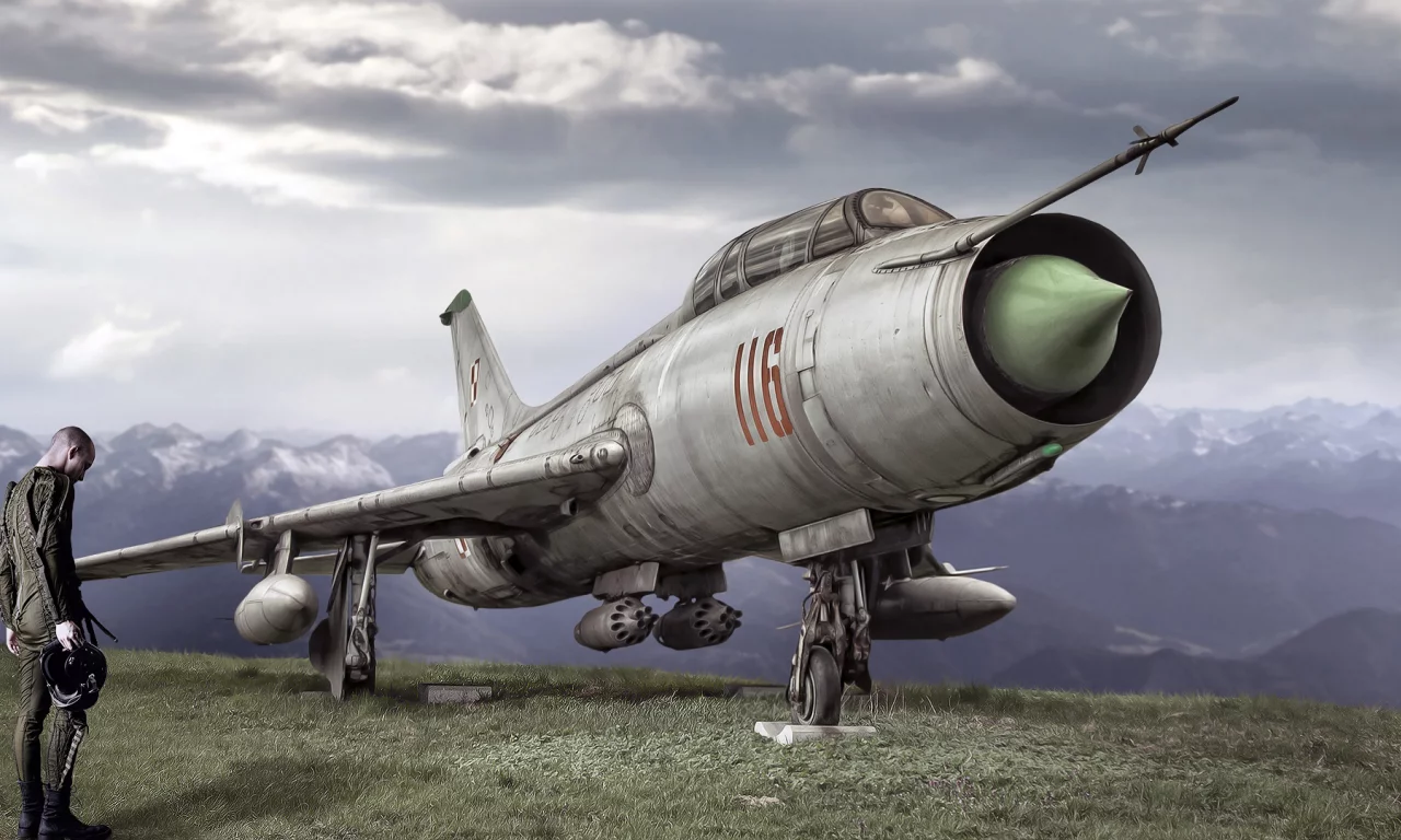человек, sukhoi su-7, самолет, креатив
