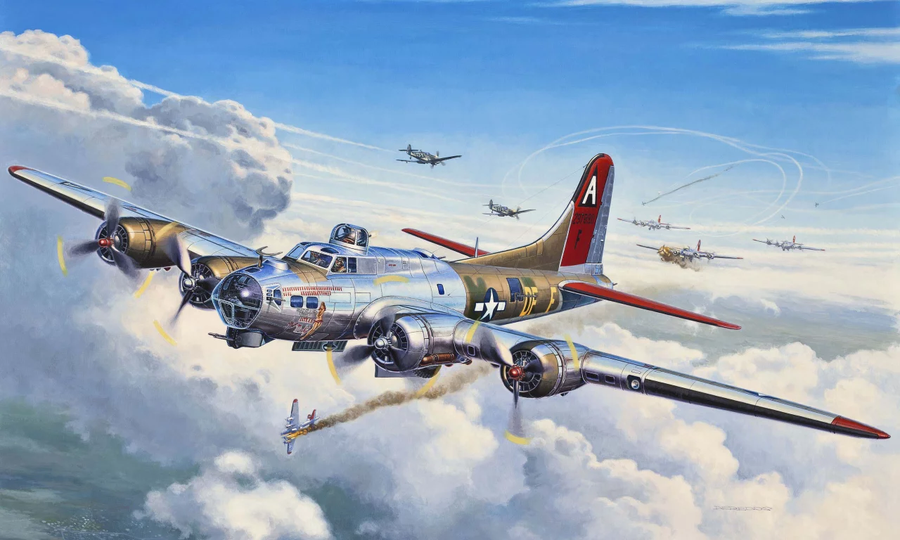 flying fortress, арт, самолет, летающая, боинг, b-17, крепость
