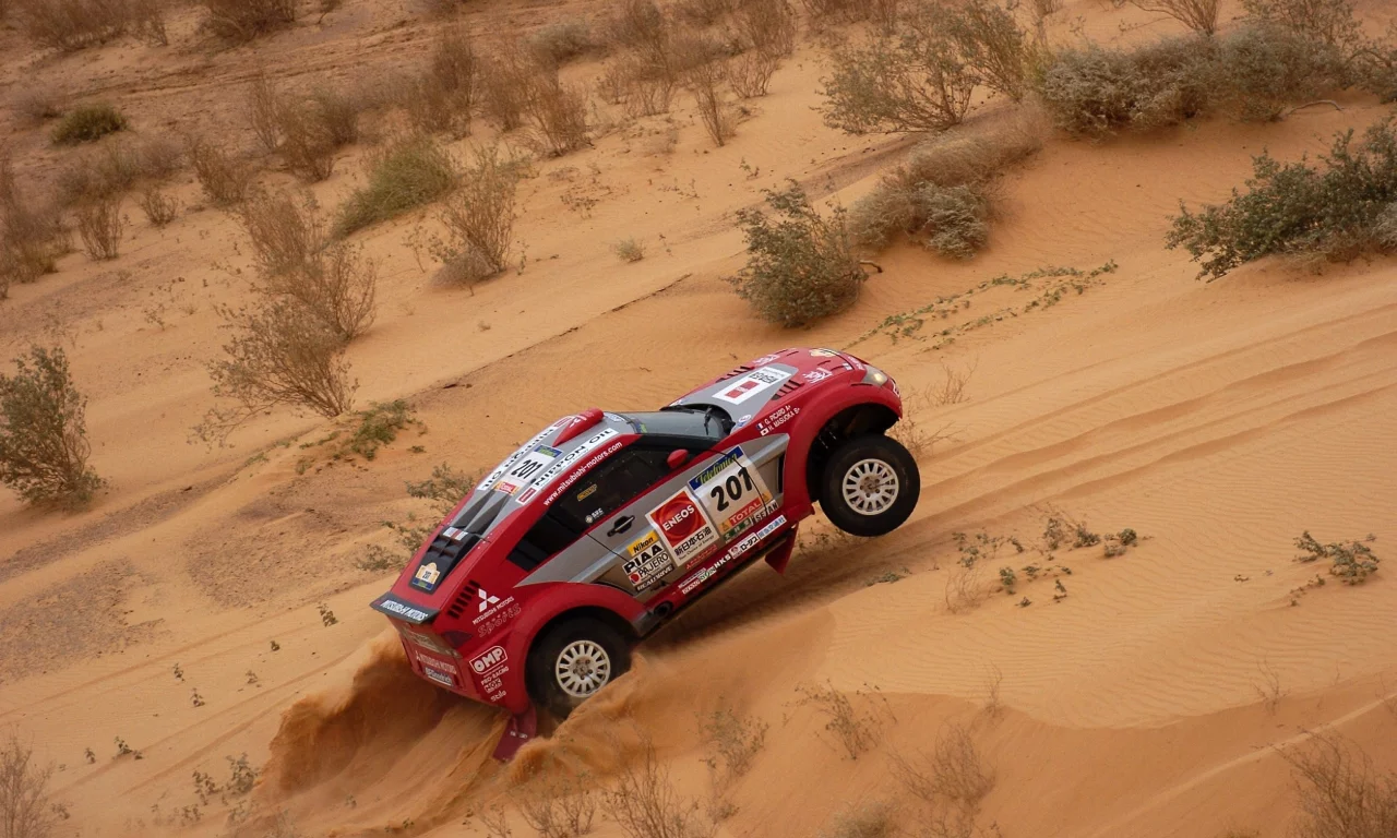 dakar, песок, машина, mitsubishi, rally, авто, спорт, ралли, гонка