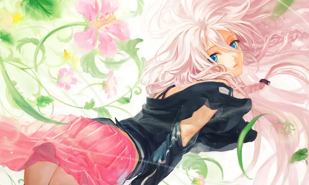 волосы, vocaloid, цветы, ia, рисунок, девушка