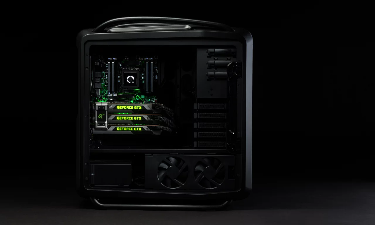 стильный, компьютер, мощный, pc, черный, geforce gtx titan, nvidia