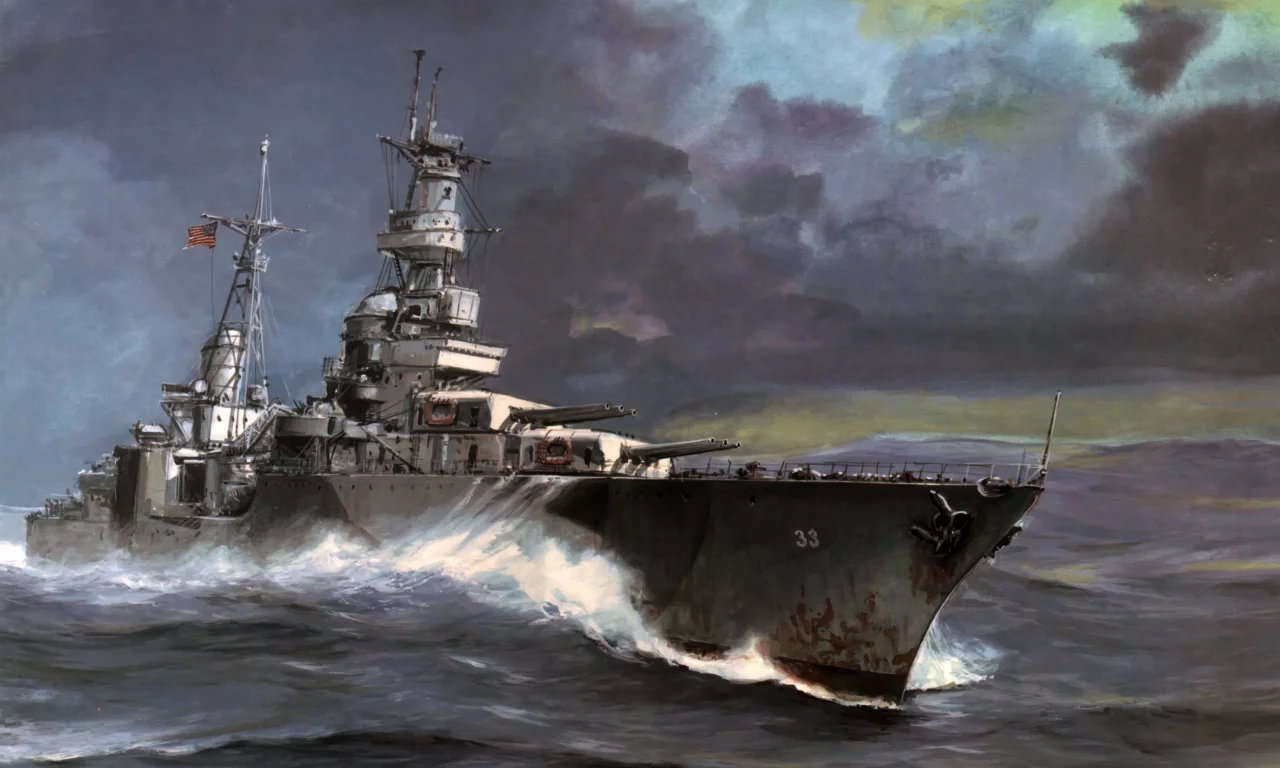 ca-33, волны, крейсер, море, _портленд_, арт, тяжёлый, portland