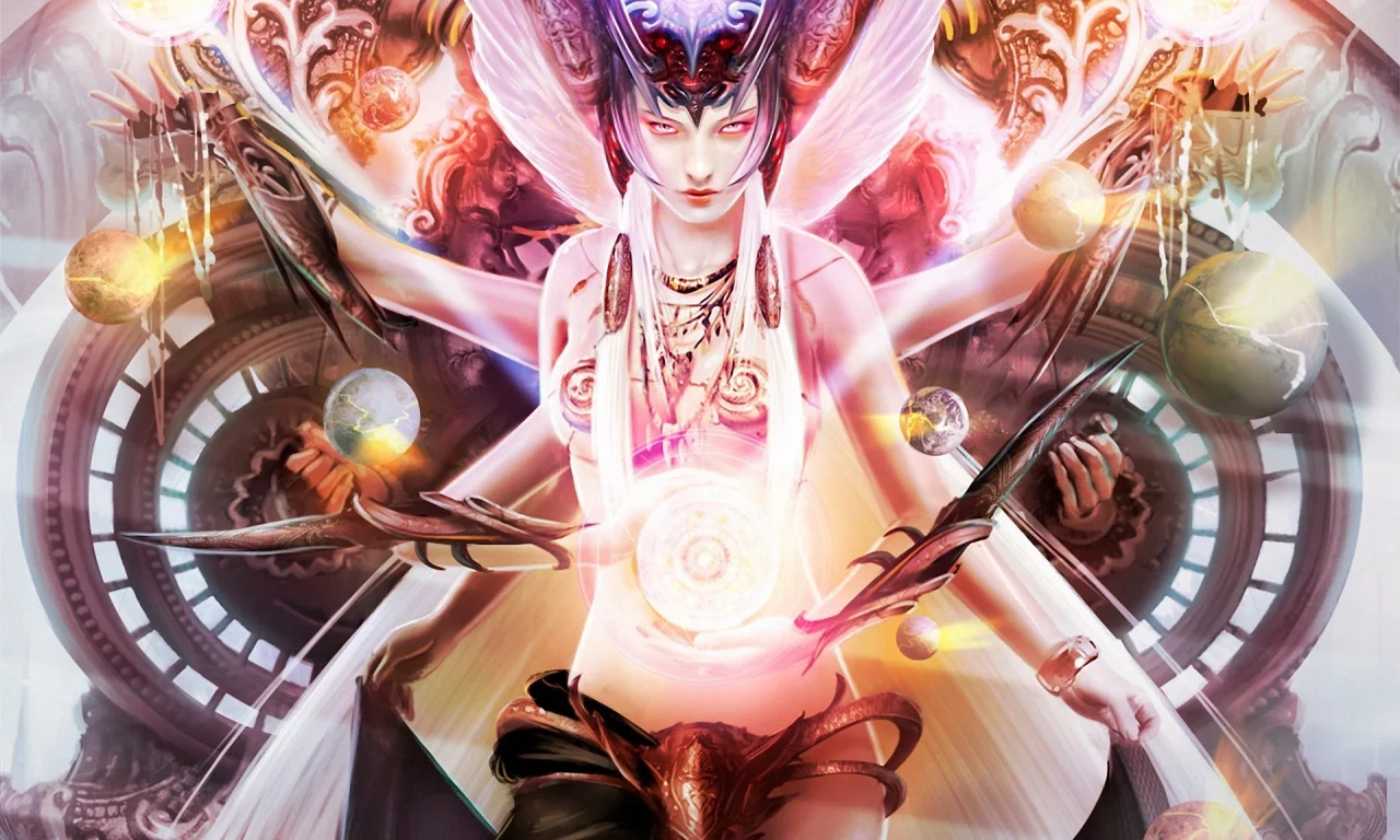 арт, богиня, daniel lim, сферы, шары, legend of the cryptids, девушка