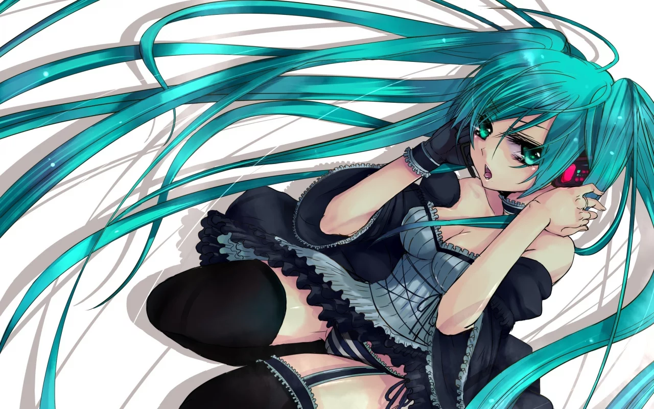 вокалоид, hatsune miku, волосы, микрофон, девушка, арт, vocaloid