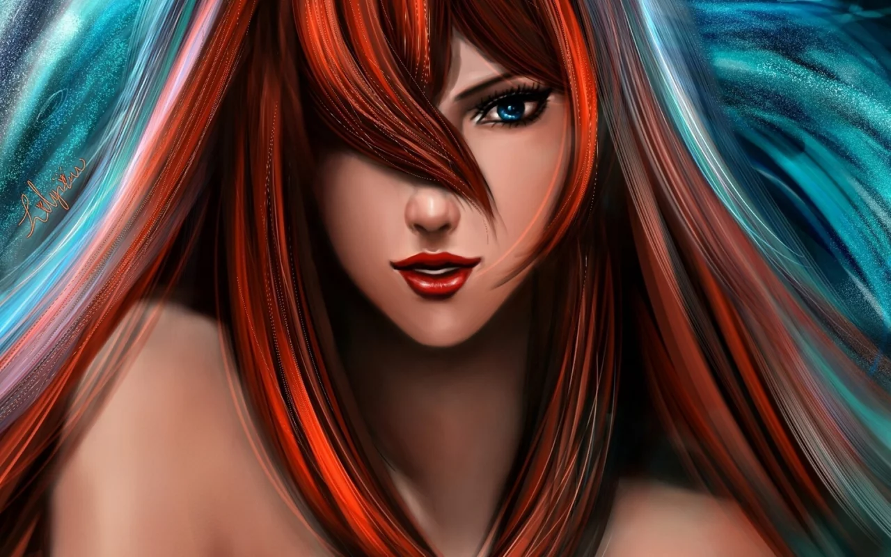 naruto, lilyzou, девушка, mizukage, волосы, челка, арт, mei terumi