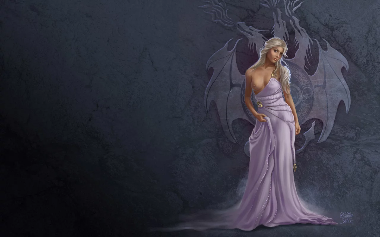 платье, грудь, daenerys targaryen, девушка, фон, game of thrones, арт
