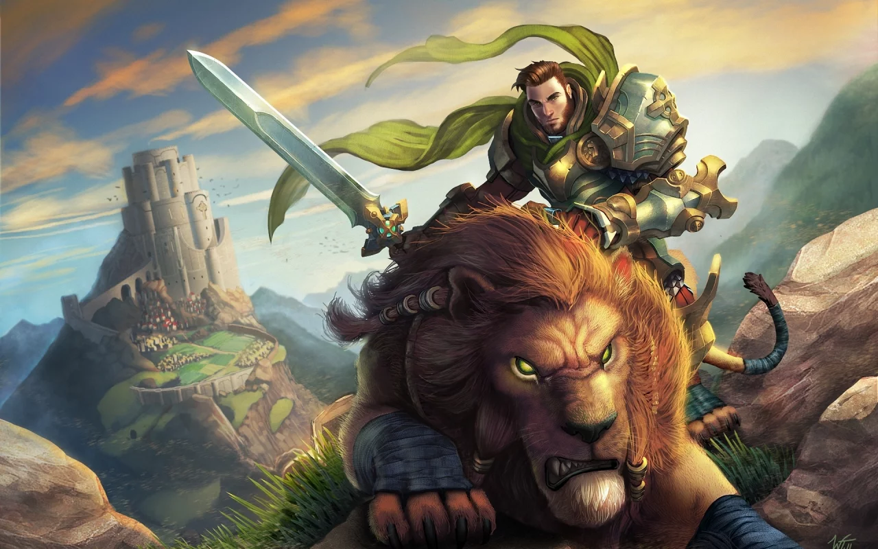 world of warcraft, воин, меч, лев, всадник, хищник, мужчина, арт