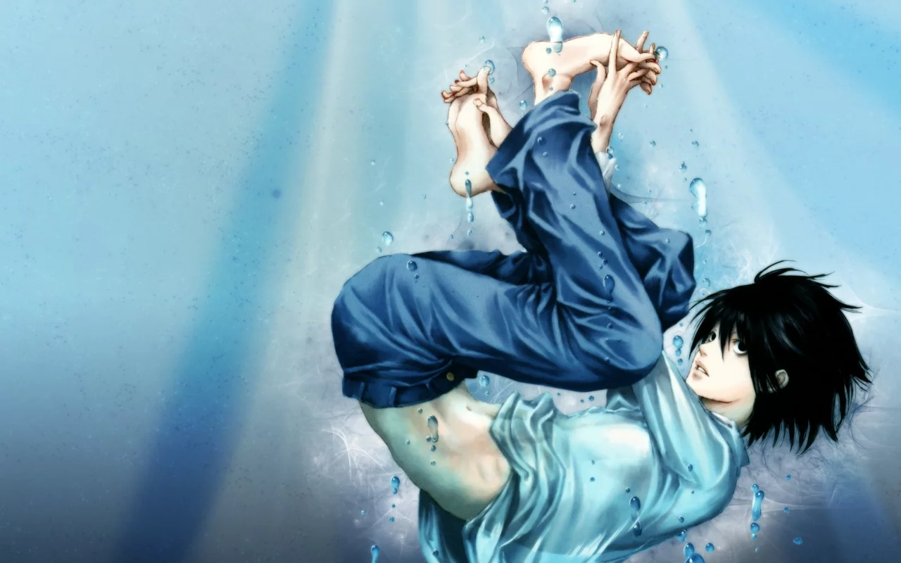 парень, death note, арт, тетрадь смерти, l, green glass, nao tukiji