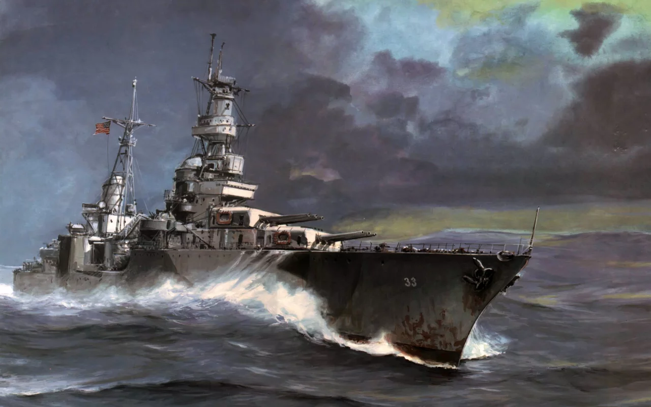 ca-33, волны, крейсер, море, _портленд_, арт, тяжёлый, portland