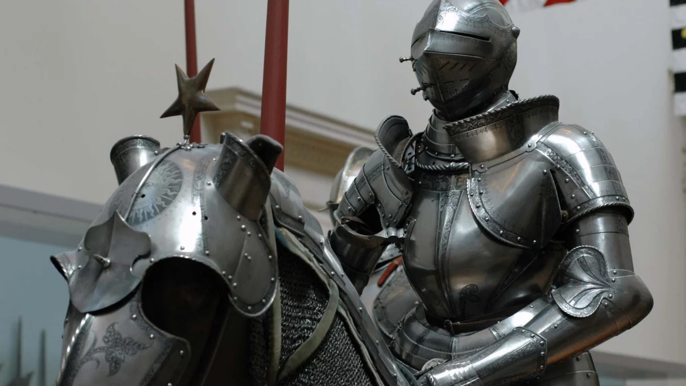 horses, knights, in, metropolitan, four, центре, в, of, armour, art, museum, and
