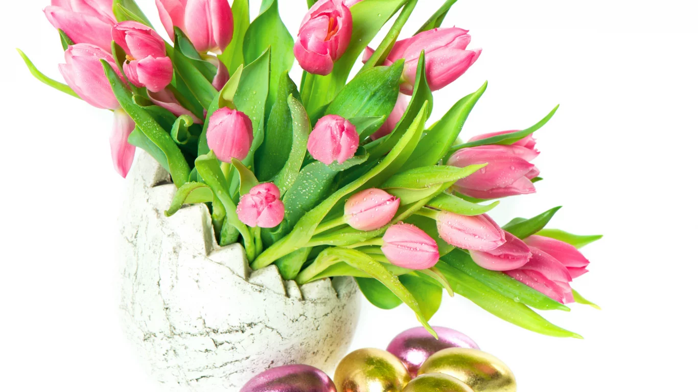 тюльпаны, пасха, яйца, ваза, easter