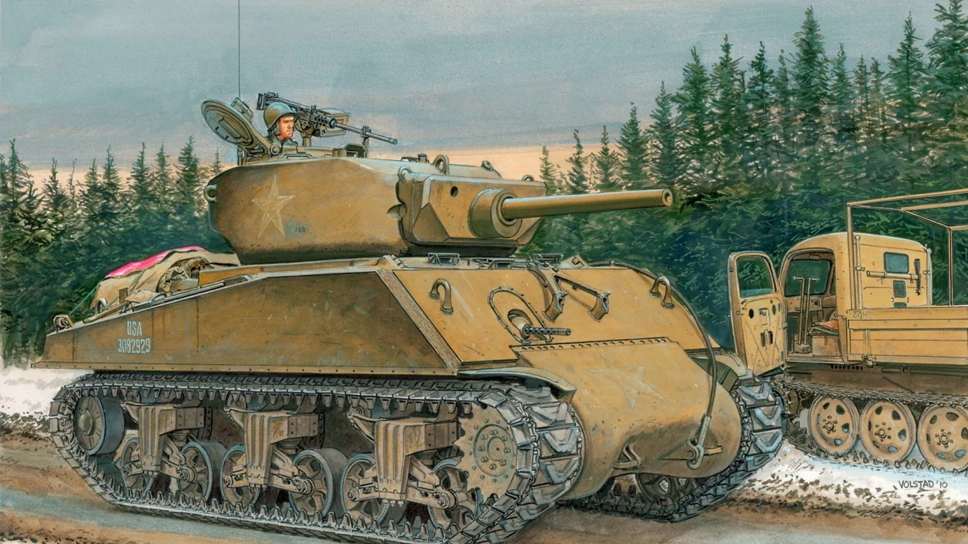 jumbo, средний танк, рисунок, m4a3e2, sherman, ron volstad, шерман