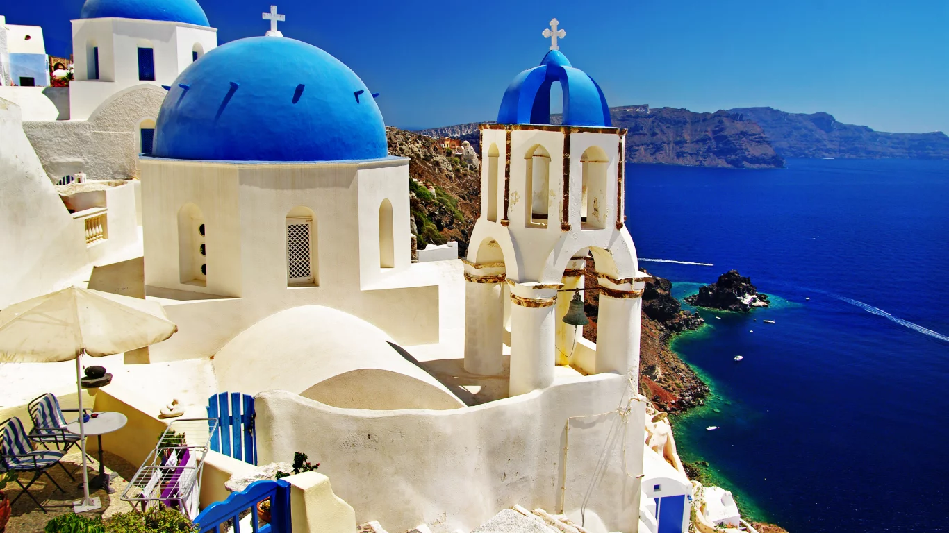 greece, природа, море, дома, santorini, пейзаж