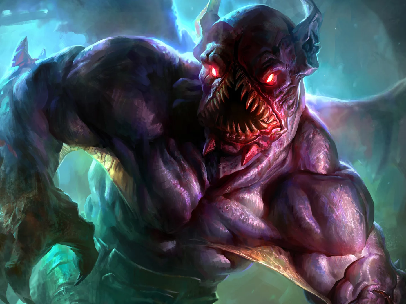 монстр, пасть, nighstalker, арт, клыки, dota 2