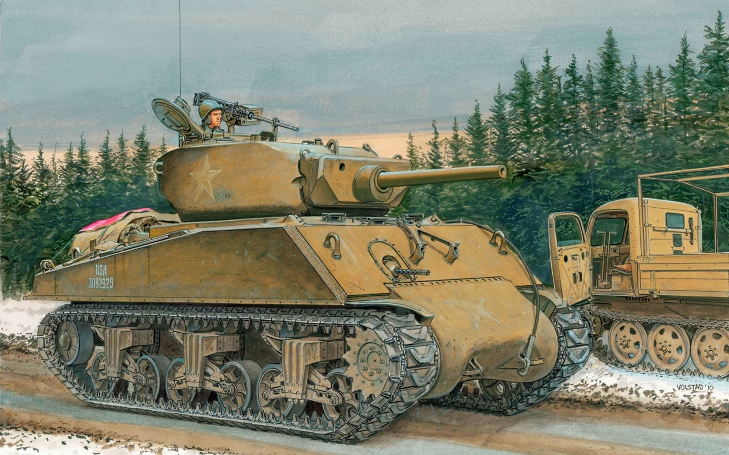 jumbo, средний танк, рисунок, m4a3e2, sherman, ron volstad, шерман
