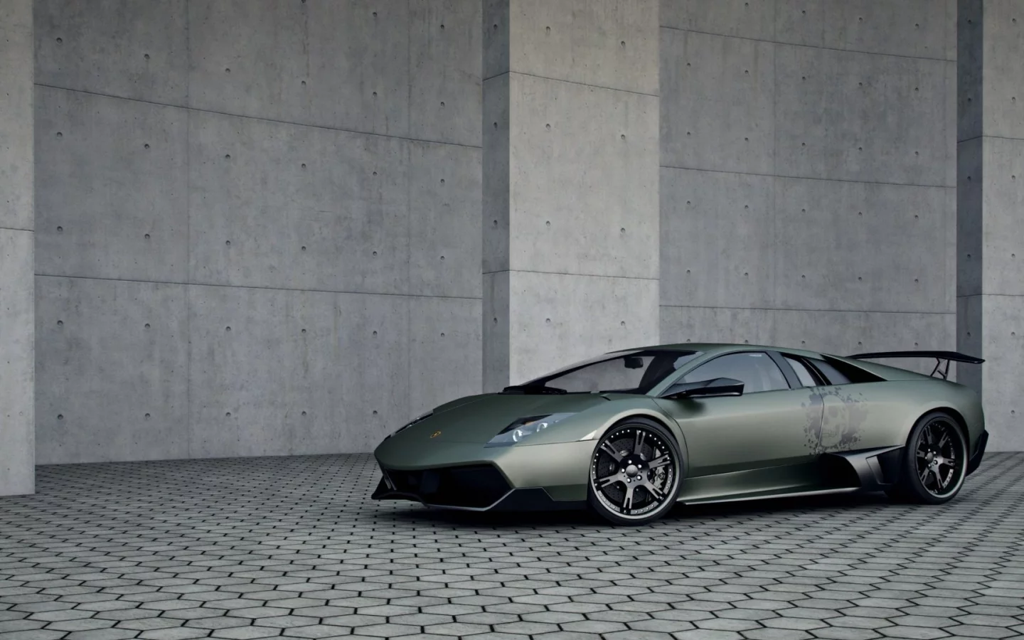 lamborghini murcielago, lp 720, брусчатка, суперкар, стена, винил