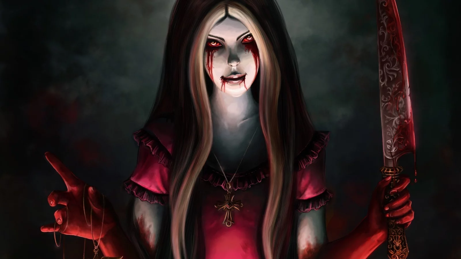 алиса, alice madness returns, нож, кровь