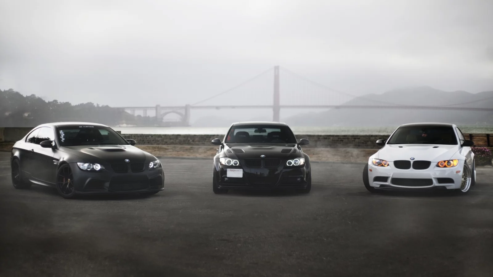 бмв, bridge, black, golden gate, e90, bmw, white, e92, 330i, купе, matte black, m3