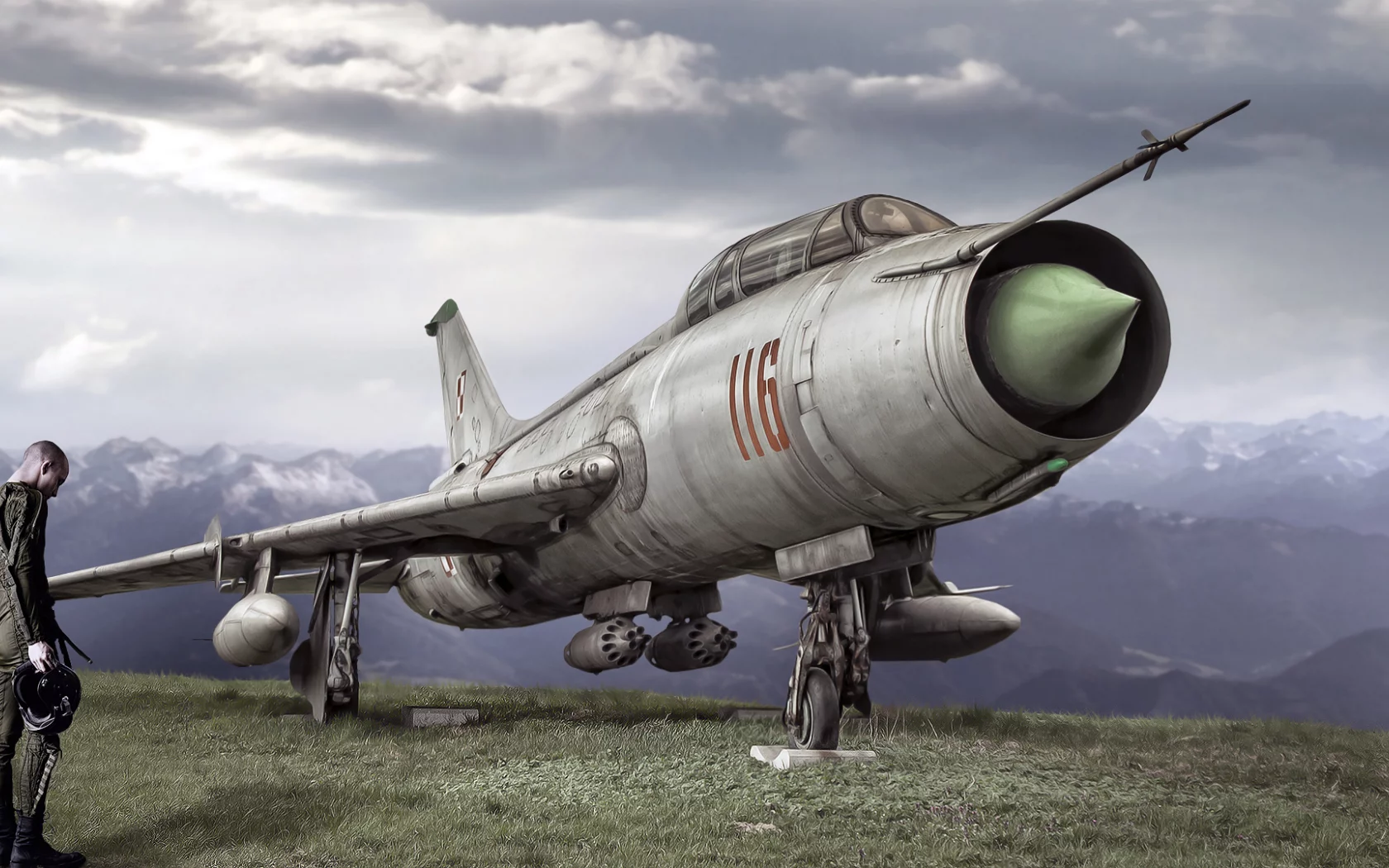 человек, sukhoi su-7, самолет, креатив