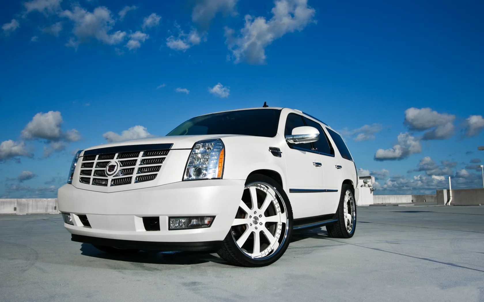 escalade, sky, cadillac, white, clouds, кадиллак, эскалад, белый