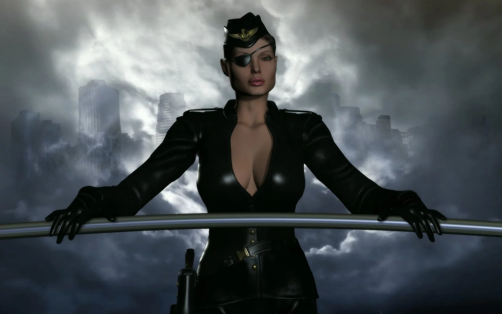 девушка, sky captain and the world of tomorrow, арт, angelina jolie, повязка