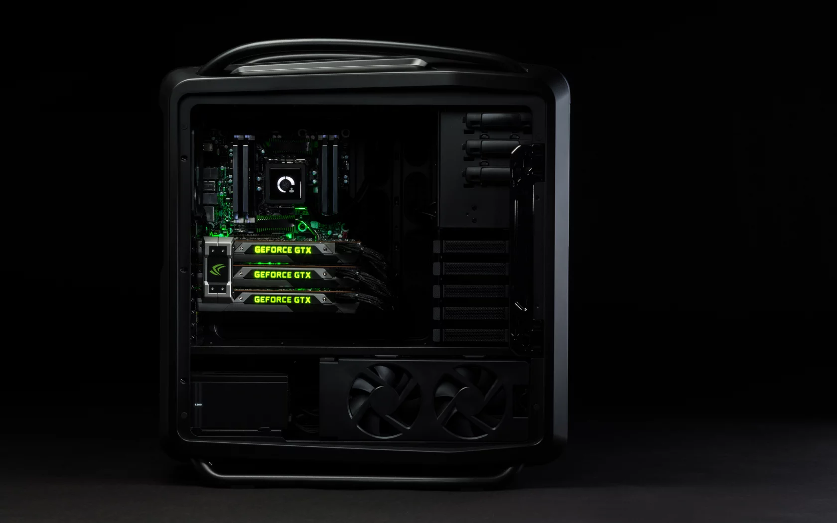 стильный, компьютер, мощный, pc, черный, geforce gtx titan, nvidia