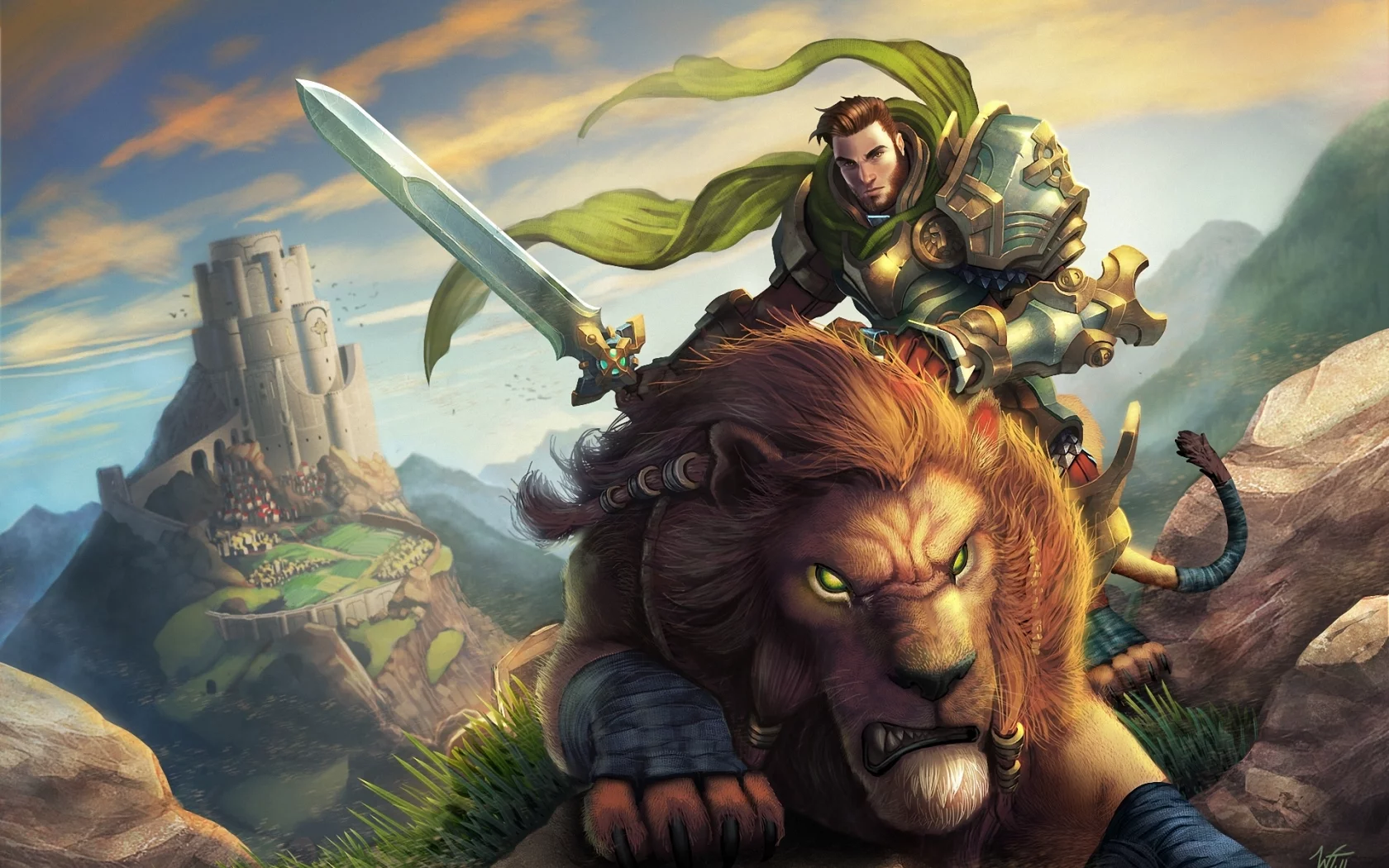 world of warcraft, воин, меч, лев, всадник, хищник, мужчина, арт