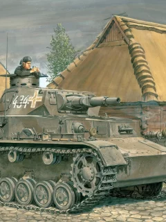 дома, т-4, рисунок, средний танк, танкист, ron volstad