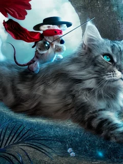 игрушка, кошка, цветы, лететь, котенок, фантазия
