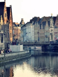 город, отражение, бельгия, дома, гент, вода, здания