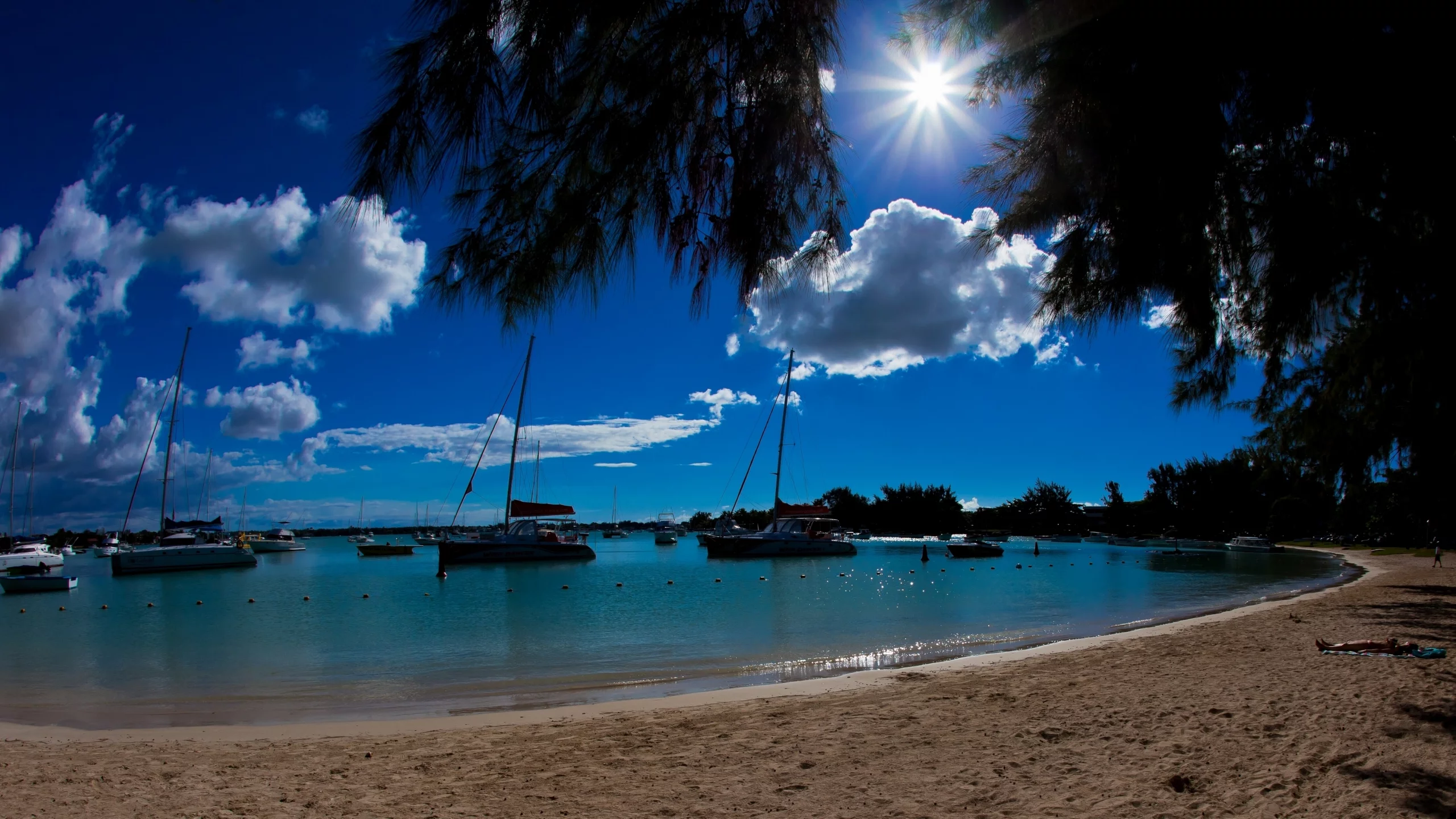 лагуна, лодки, океан, яхты, mauritius, катера, маврикий, пляж