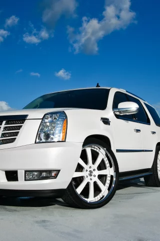 escalade, sky, cadillac, white, clouds, кадиллак, эскалад, белый
