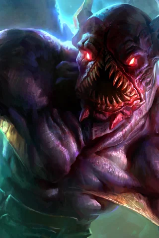 монстр, пасть, nighstalker, арт, клыки, dota 2