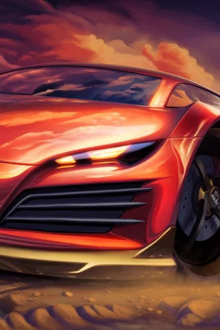 audi, суперкар, автомобиль, арт, спортивный, красный