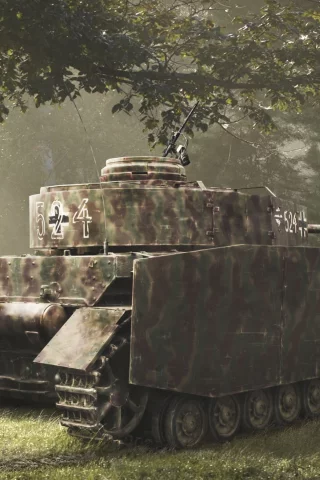 солдат, лес, танк, рисованное фото, pz-iv, вермахт