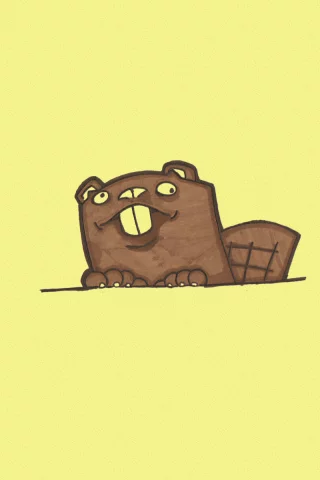 желтый фон, beaver, выглядывает, хвост, животное, бобер