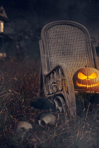 halloween, хэллоуин, дом, черепа, грачи, праздник, тыква