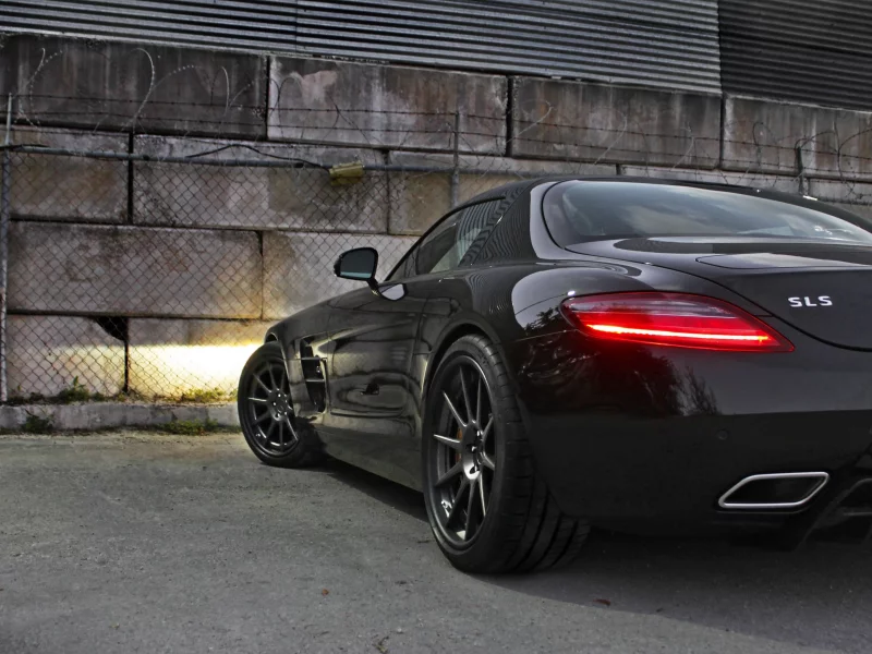 слс, задок, чёрный, мерседес бенц, амб, mercedes benz, black, sls amg