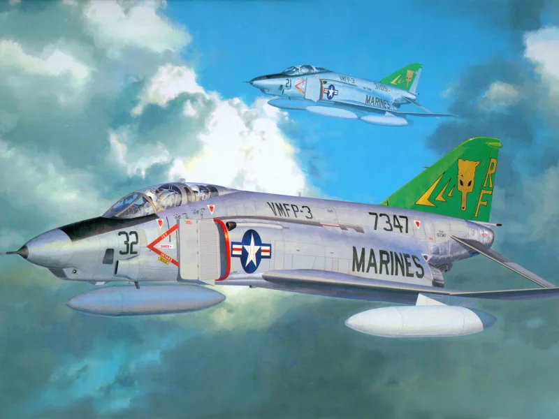 небо, облака, палубные, rf-4b phantom ii, mcdonnell douglas